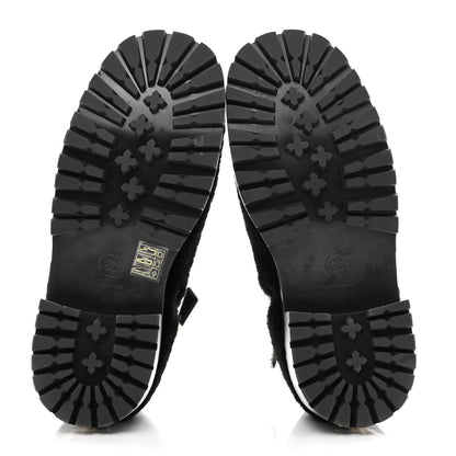 Chanel Shearling Lambskin Logo Short Boots 38 Black 6 of 10