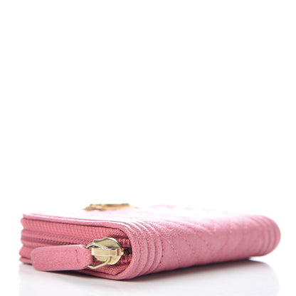 Chanel Caviar Chevron Quilted Boy Zip Around Coin Purse Wallet Dark Pink 4 of 8