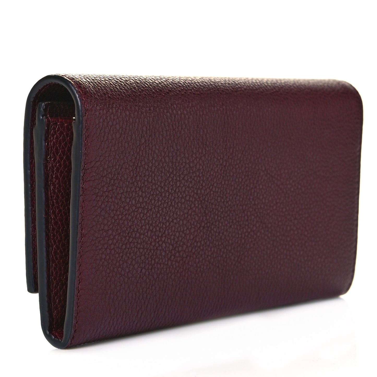 Grainy Calfskin Zumi Continental Wallet Vintage Bordeaux