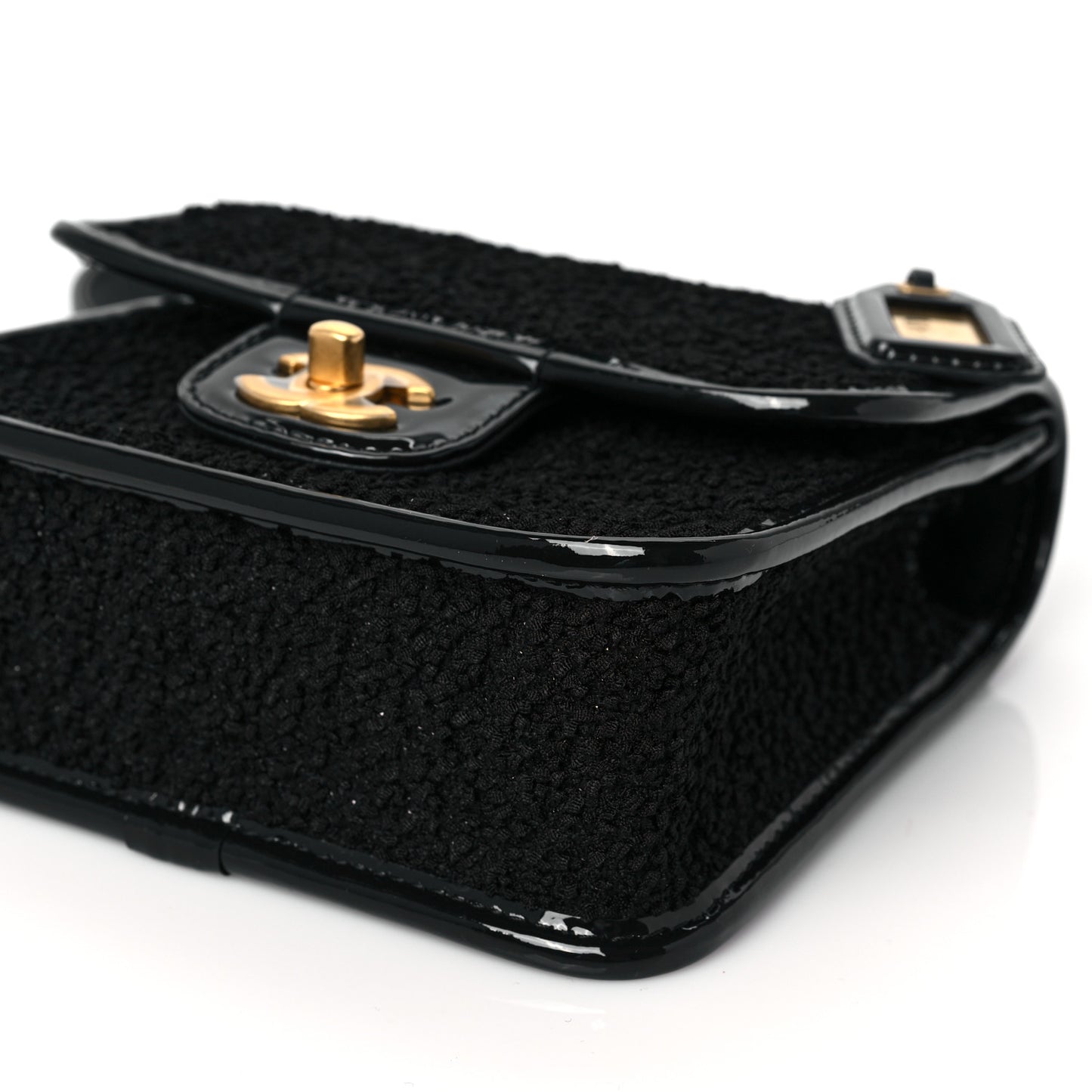 Tweed Patent School Memory Mini Top Handle Flap Black