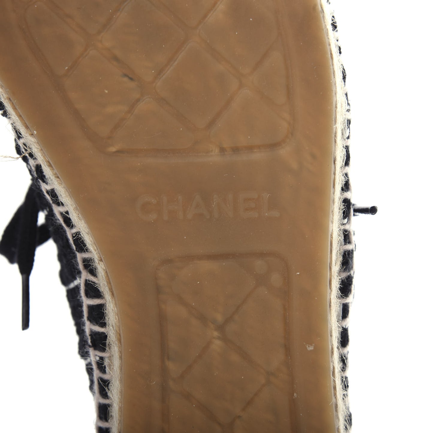 Tweed Calfskin Patent CC Lace Up Espadrilles 39 Black