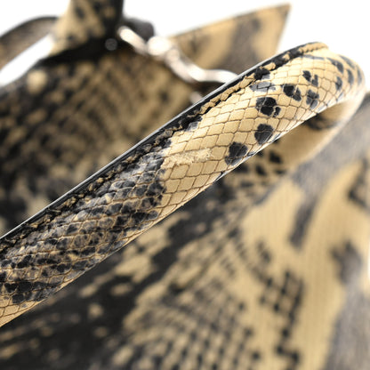 Saint Laurent Calfskin Snakesin Embossed Small Cabas Rive Gauche Black White 11 of 12