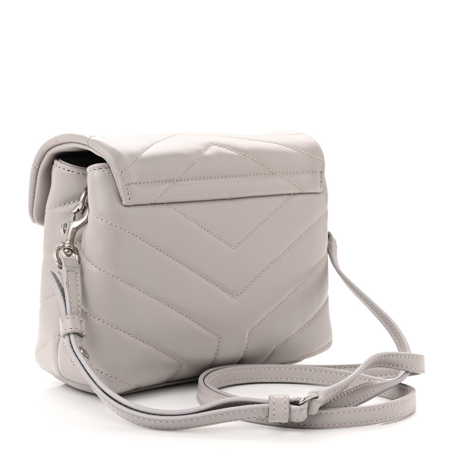 Saint Laurent Calfskin Y Quilted Monogram Toy Loulou Satchel Granite 3 of 11