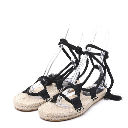 Christian Dior Embroidered Cotton Diorexpress Sandal 38 Black 2 of 8