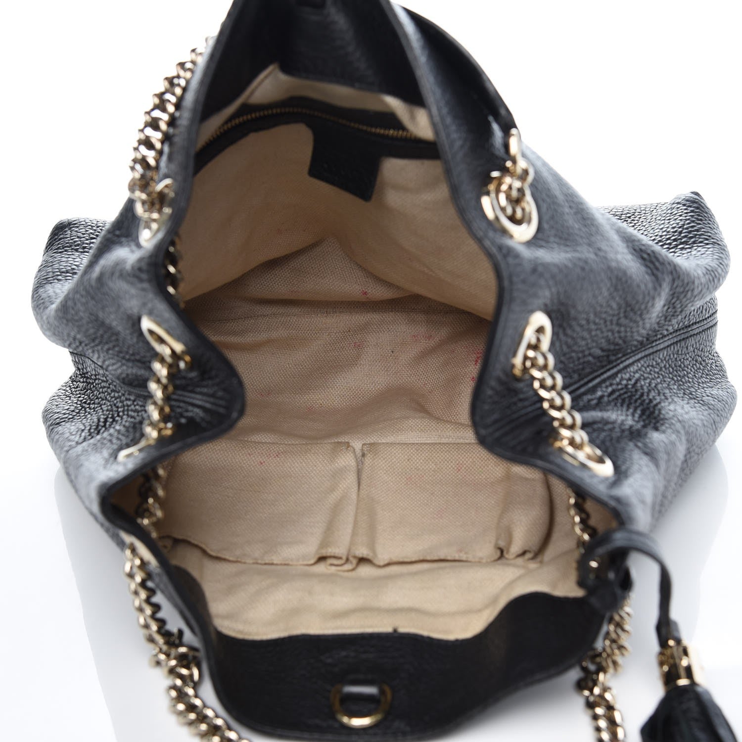 Gucci Pebbled Calfskin Medium Soho Chain Shoulder Bag Black 5 of 12