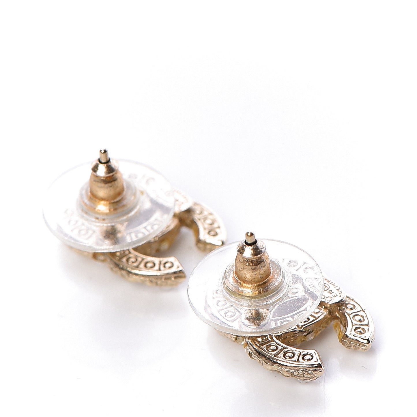 Pearl Crystal CC Earrings Light Gold