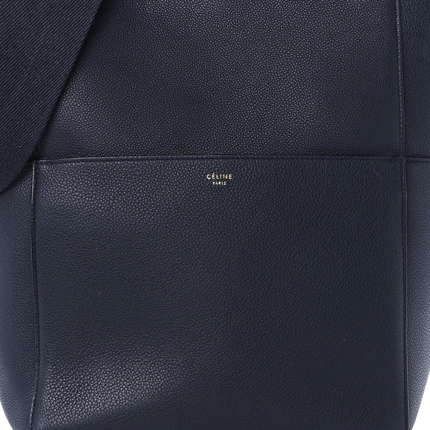 Soft Grained Calfskin Sangle Bucket Bag Navy Blue