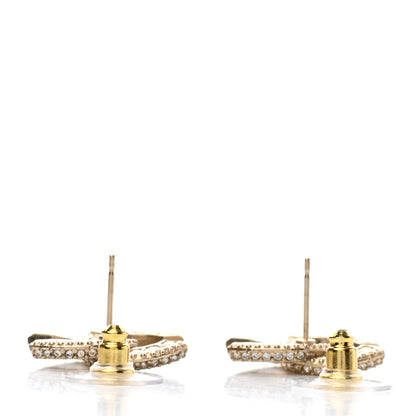 Chanel Crystal Resin Timeless CC Earrings Light Gold Grey 3 of 4