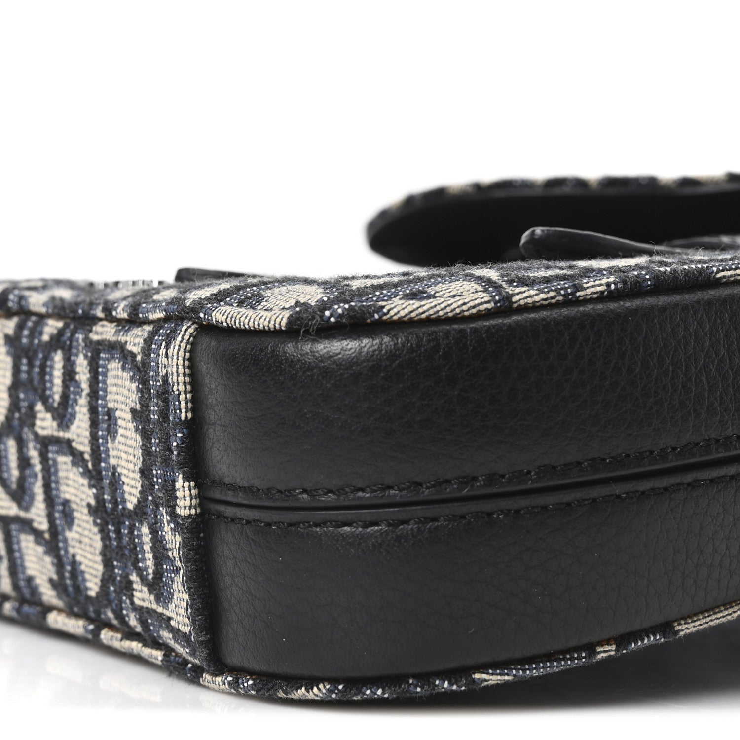 Christian Dior Grained Calfskin Oblique Saddle Vertical Messenger Pouch Beige Black 10 of 10