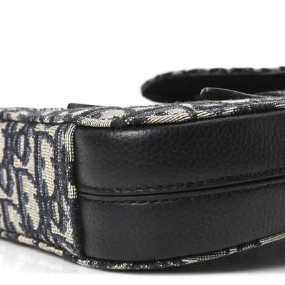 Christian Dior Grained Calfskin Oblique Saddle Vertical Messenger Pouch Beige Black 10 of 10