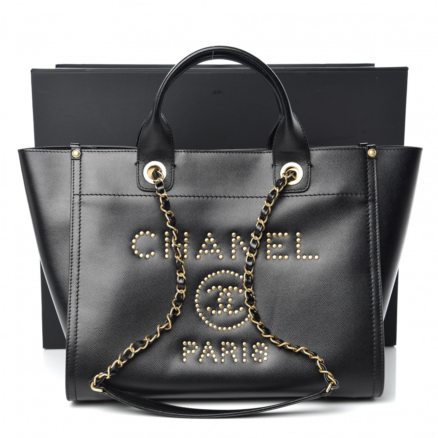 Chanel Caviar Small Studded Deauville Tote Black 12 of 12