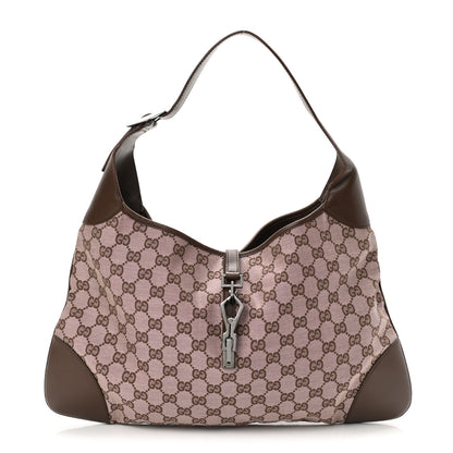 Gucci Monogram Lobster Clasp Jackie O Hobo Brown 1 of 12