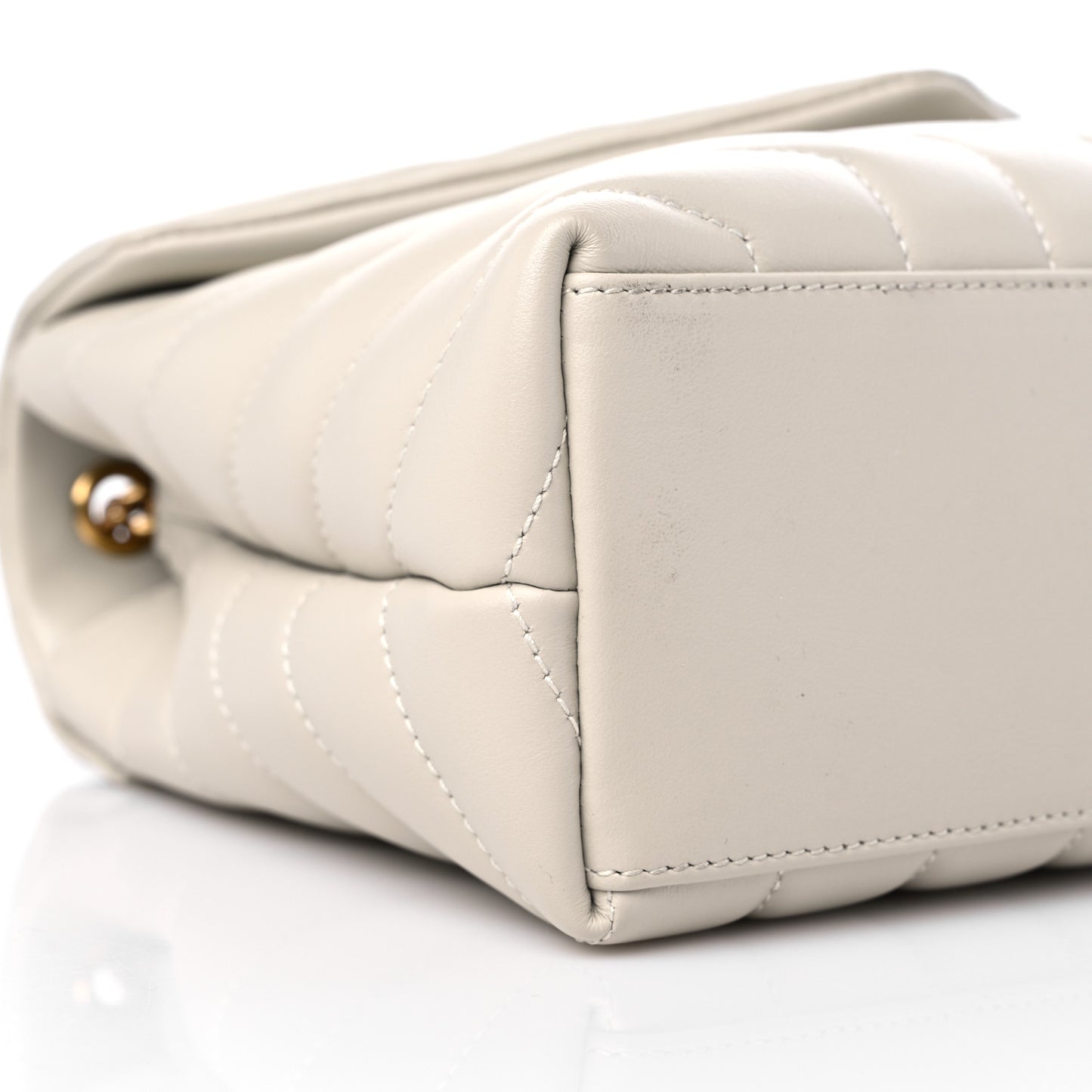 Calfskin Y Quilted Monogram Small Loulou Chain Satchel Blanc Vintage