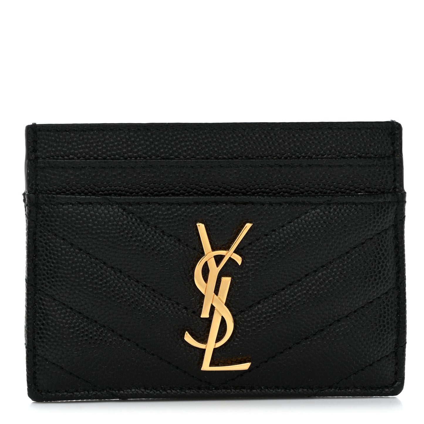 Grain De Poudre Matelasse Chevron Monogram Credit Card Case Black