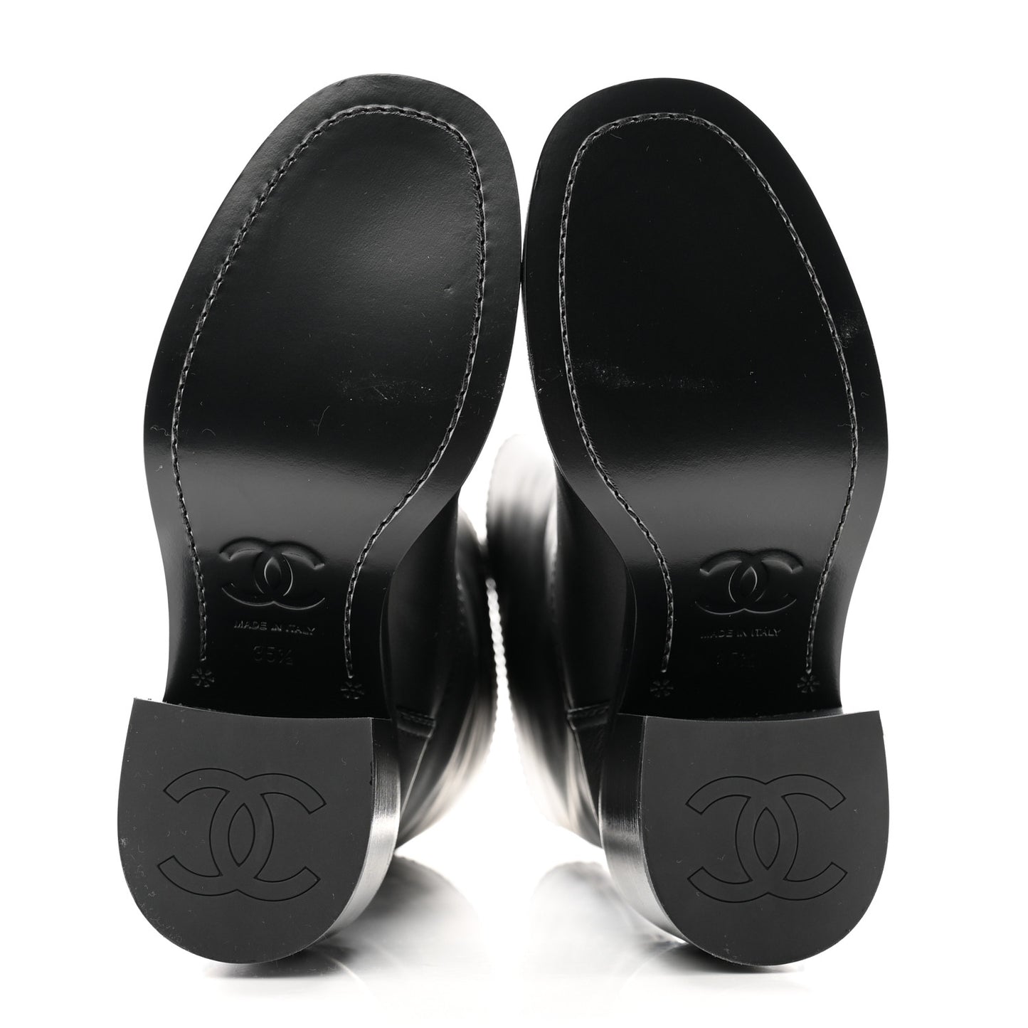 Calfskin Cap Toe High Boots 35.5 Black