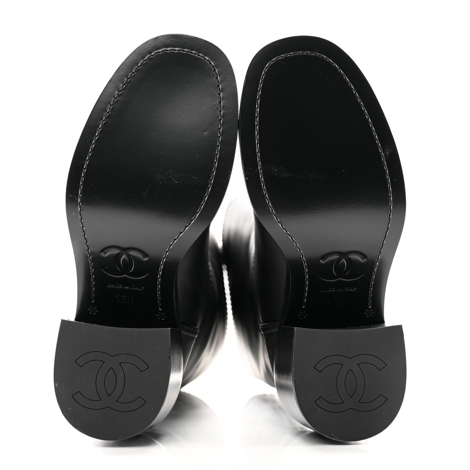 Chanel Calfskin Cap Toe High Boots 35.5 Black 5 of 10