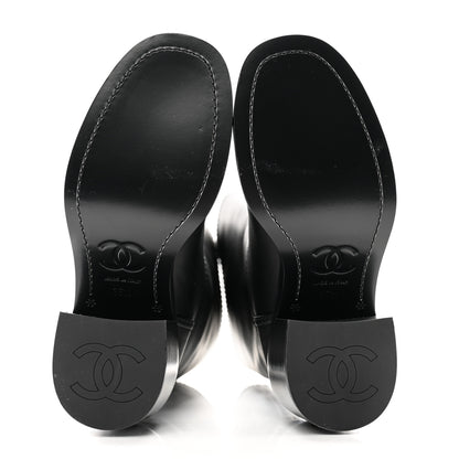 Chanel Calfskin Cap Toe High Boots 35.5 Black 5 of 10