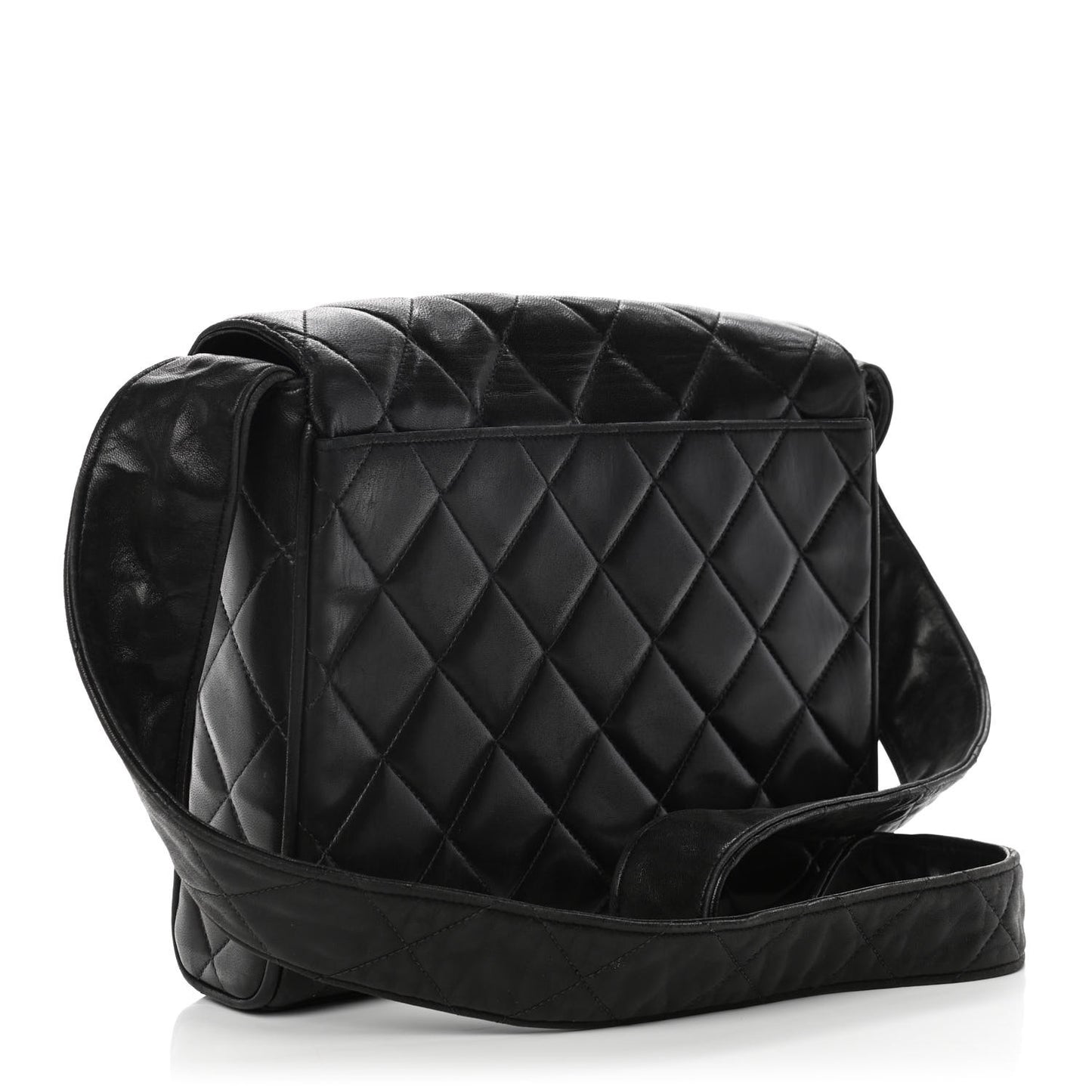Lambskin Quilted CC Single Flap Shoulder Bag Black