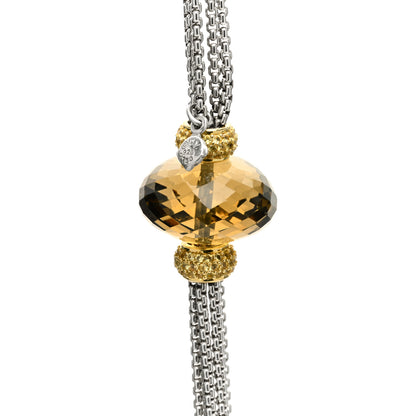David Yurman Sterling Silver 18K Yellow Gold Smoky Quartz Yellow Sapphire Candy 5 Strand Necklace 3 of 3