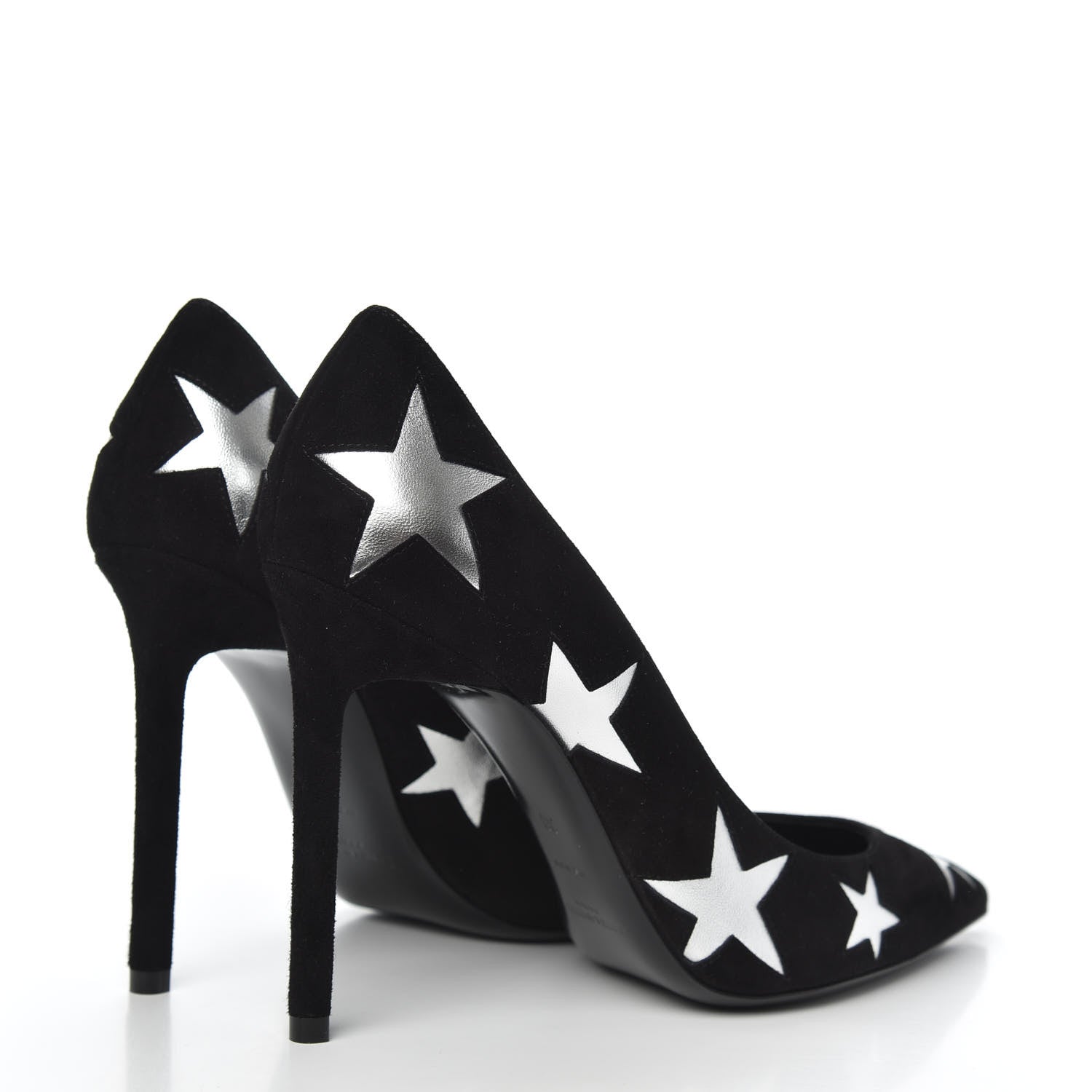 Saint Laurent Kid Scamosciato Anja Star 105 Pumps 38 Black Silver 4 of 9