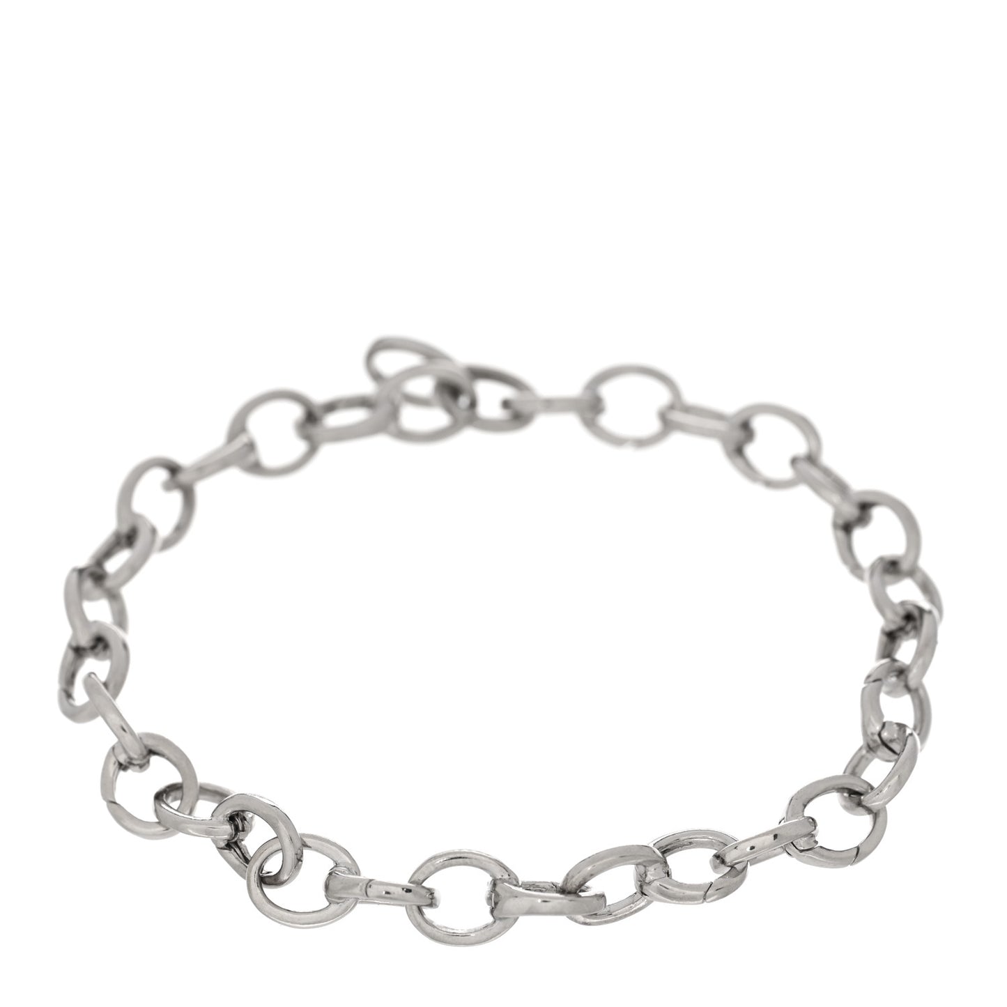 Platinum Oval Clasping Link Bracelet