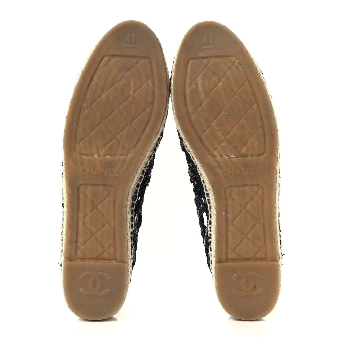 Woven Fabric Grosgrain CC Espadrilles 41 Black