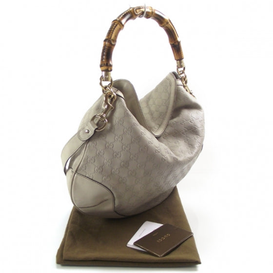 Guccissima Peggy Bamboo Top Handle Bag Ivory