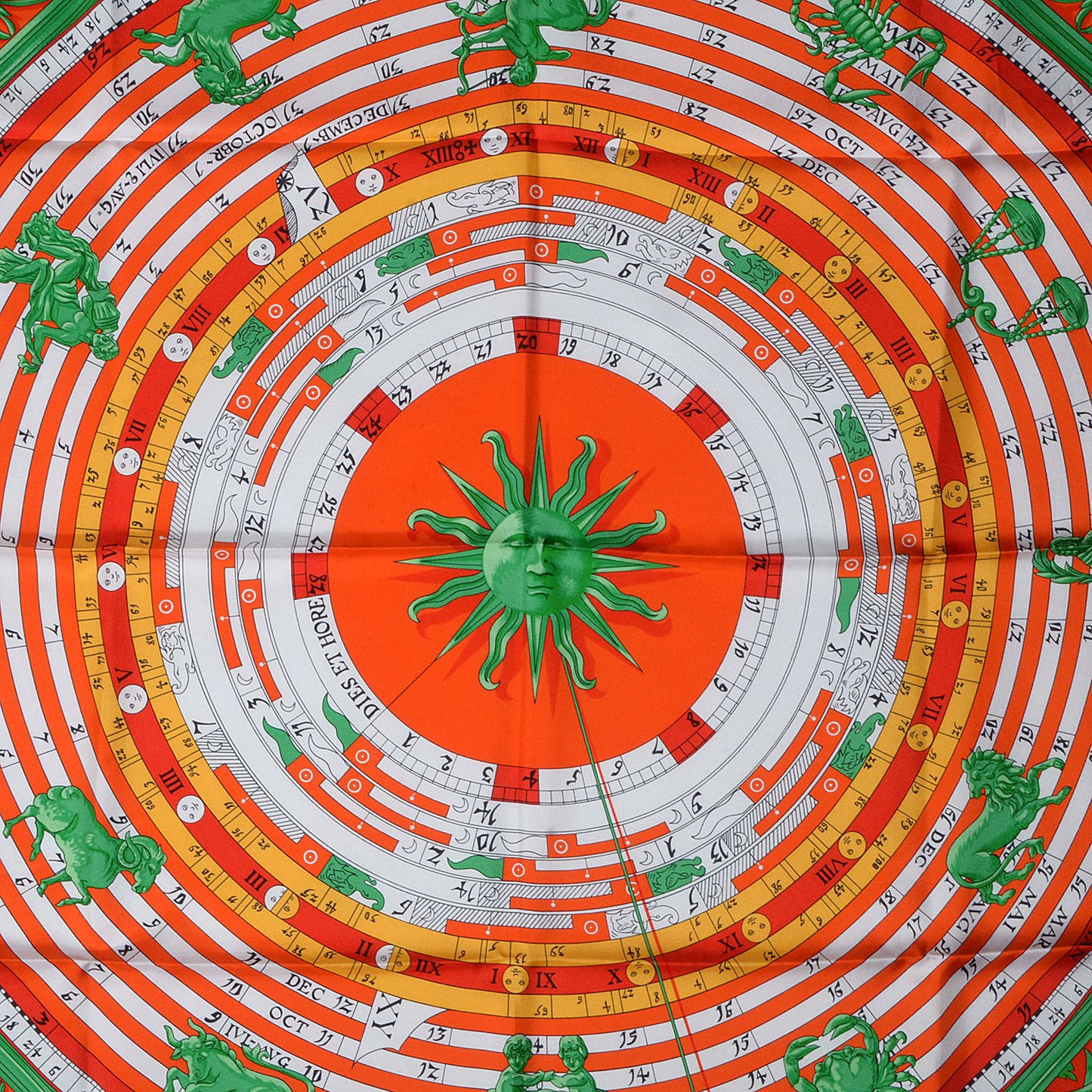 Silk Astrologie Scarf 90 Capucine Menthe Blanc