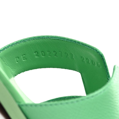 Hermes Epsom Oran Sandals 38 Vert Pomme 6 of 9