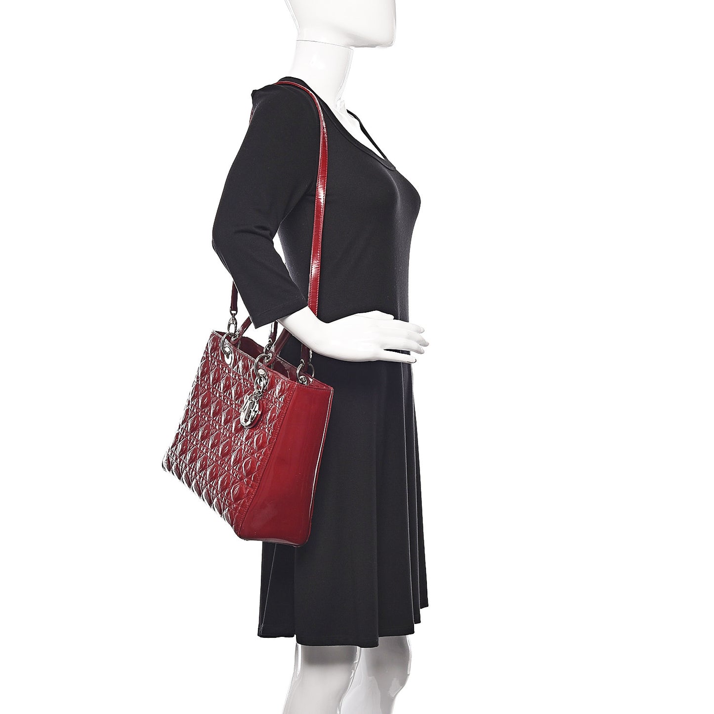 Patent Cannage Large Lady Dior Red