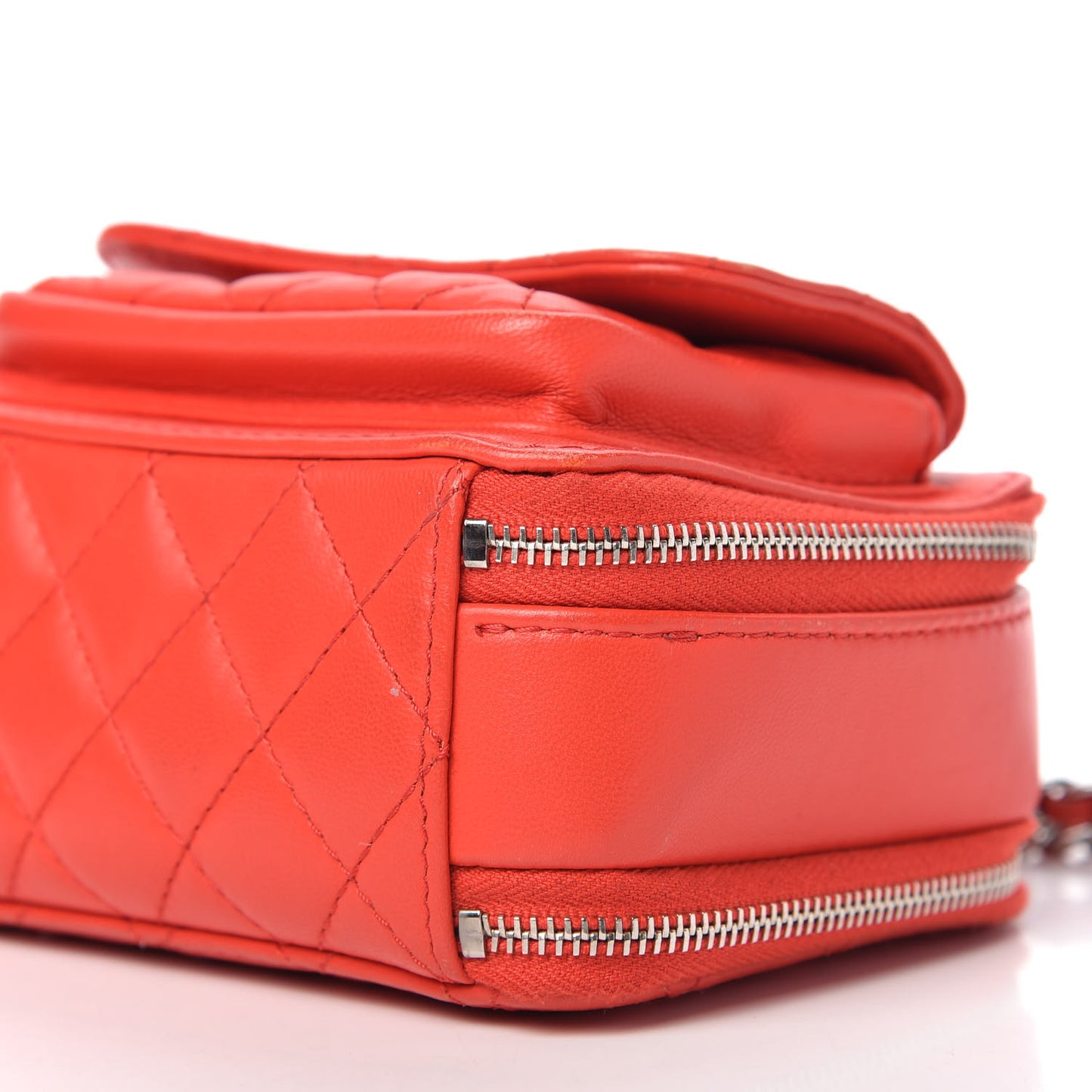 Lambskin Quilted Small Pocket Box Camera Case Red