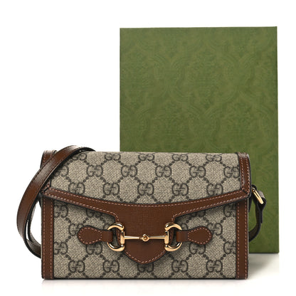 Gucci GG Supreme Monogram Mini Horsebit 1955 Shoulder Bag Beige Brown Sugar 10 of 10
