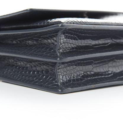 Saint Laurent Calfskin Crocodile Embossed Medium Monogram Sunset New Graphite 9 of 11