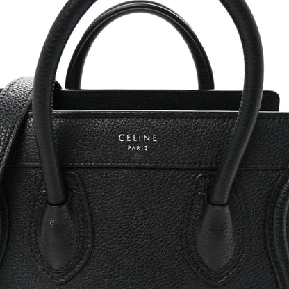 Celine Drummed Calfskin Nano Luggage Black 7 of 9