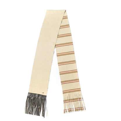 Chanel Cashmere Paris Dallas Fringe Scarf Beige Camel Pink 3 of 7