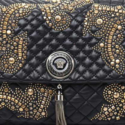 Versace Nappa Barocco Quilted Studded Calliope Vanitas Shoulder Bag Black 16 of 19