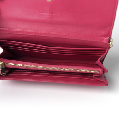 Christian Dior Lambskin Cannage Lady Dior Rendezvous Wallet On Chain Fuchsia 5 of 12