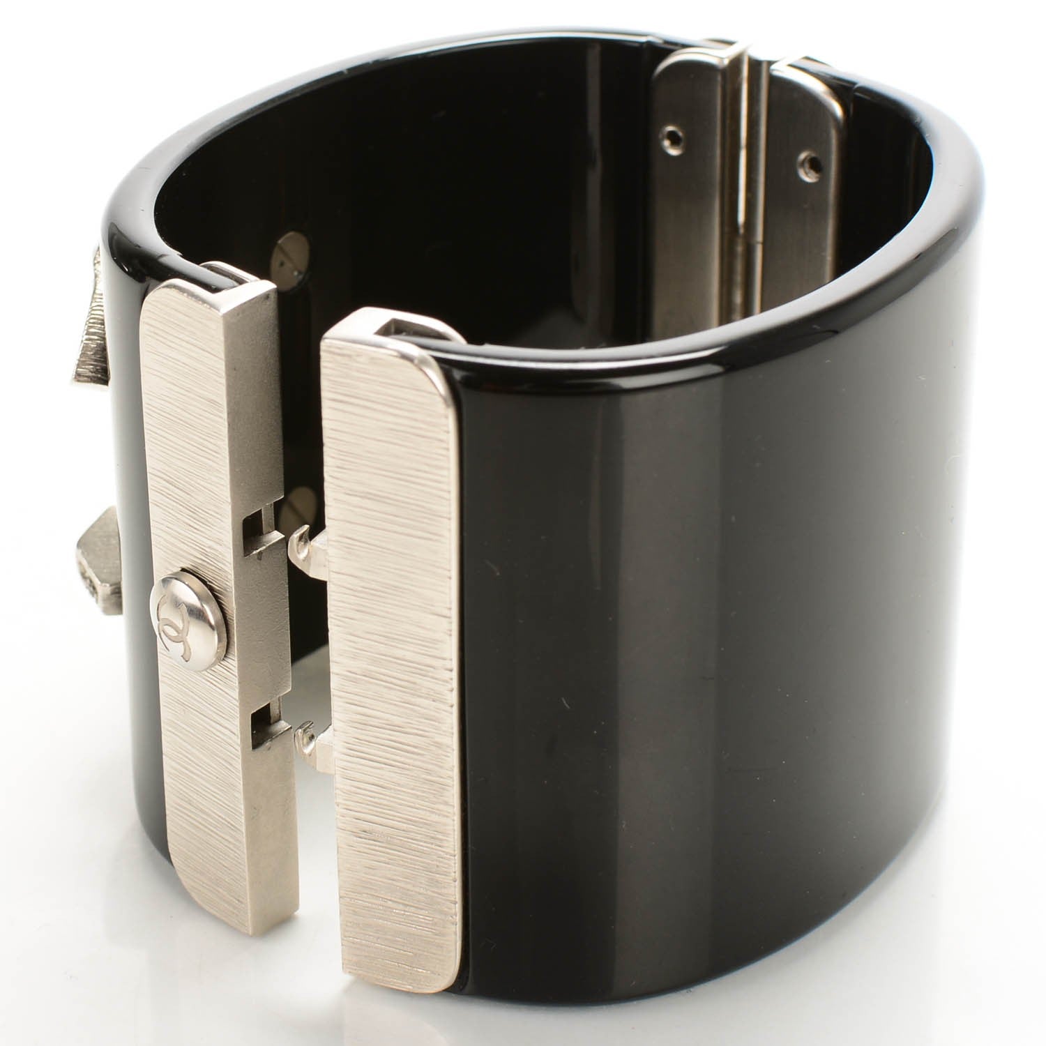 Chanel Resin Crystal CC Cuff Black 5 of 5