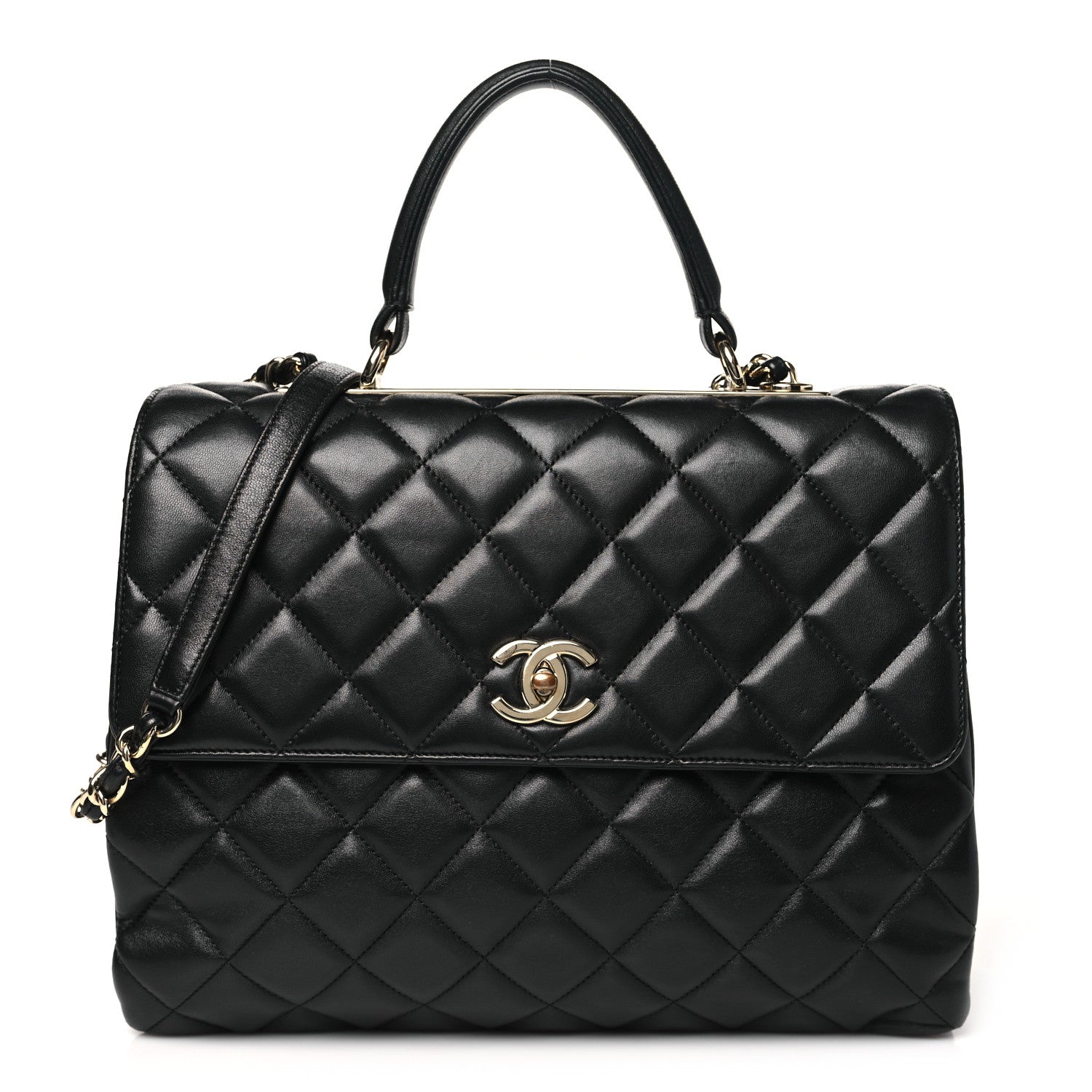 Chanel Lambskin Quilted Large Trendy CC Dual Handle Flap Bag Black 1 of 10