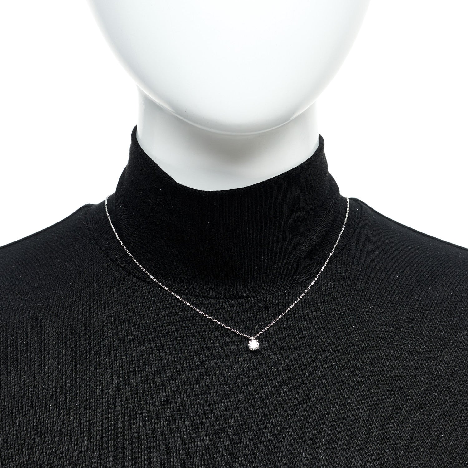 Tiffany Platinum Diamond .49ct Solitaire Pendant Necklace 2 of 5