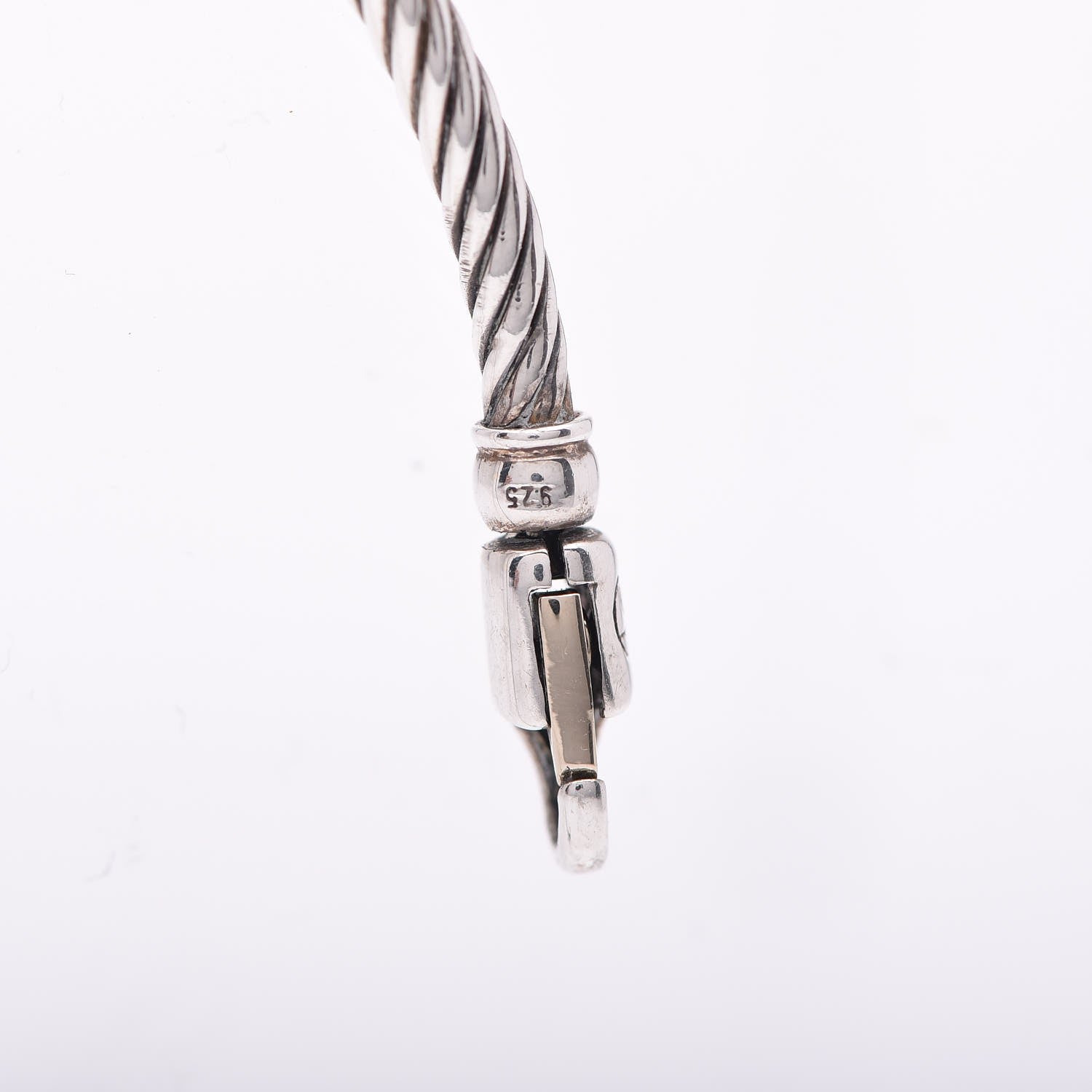 David Yurman Sterling Silver 18K Yellow Gold Diamond 3mm Single Station Bracelet 6 of 7