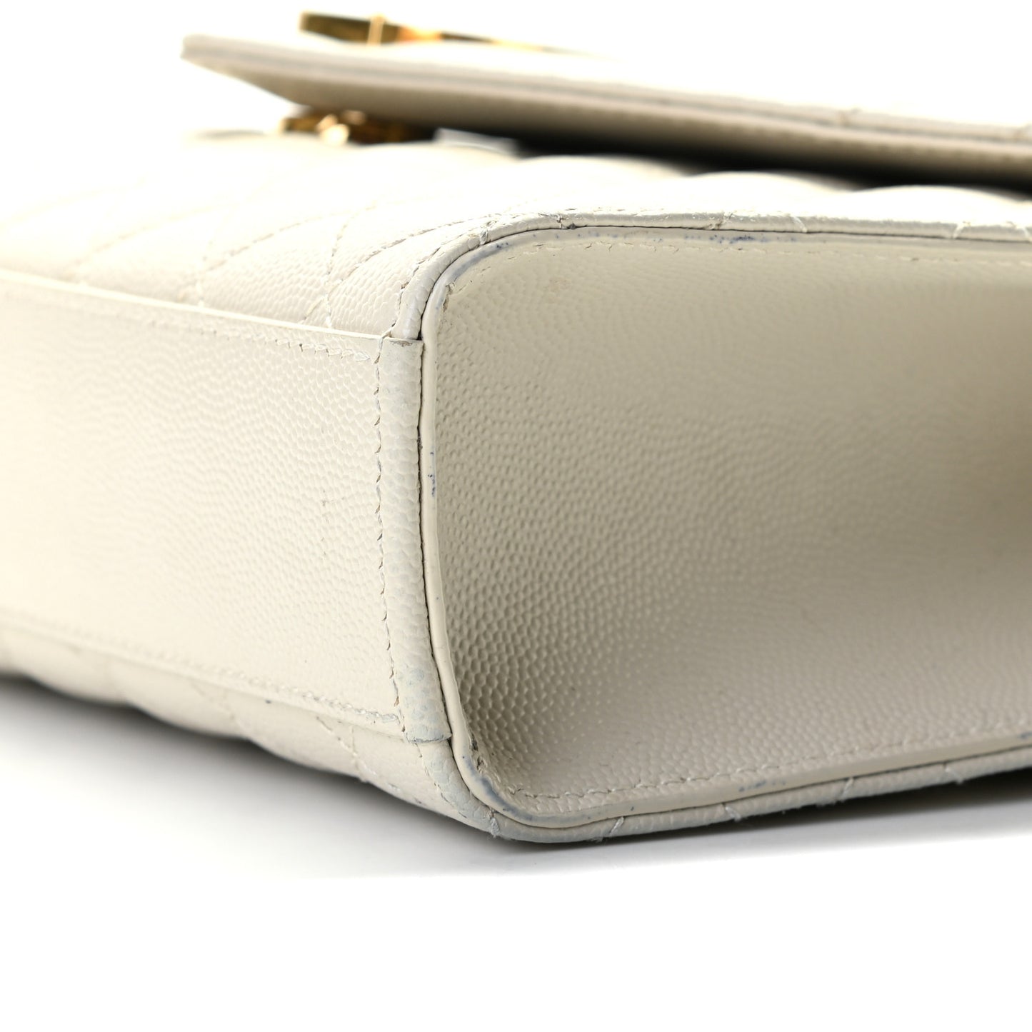 Grain De Poudre Textured Mixed Matelasse Medium Triquilt Monogram Satchel Blanc Vintage