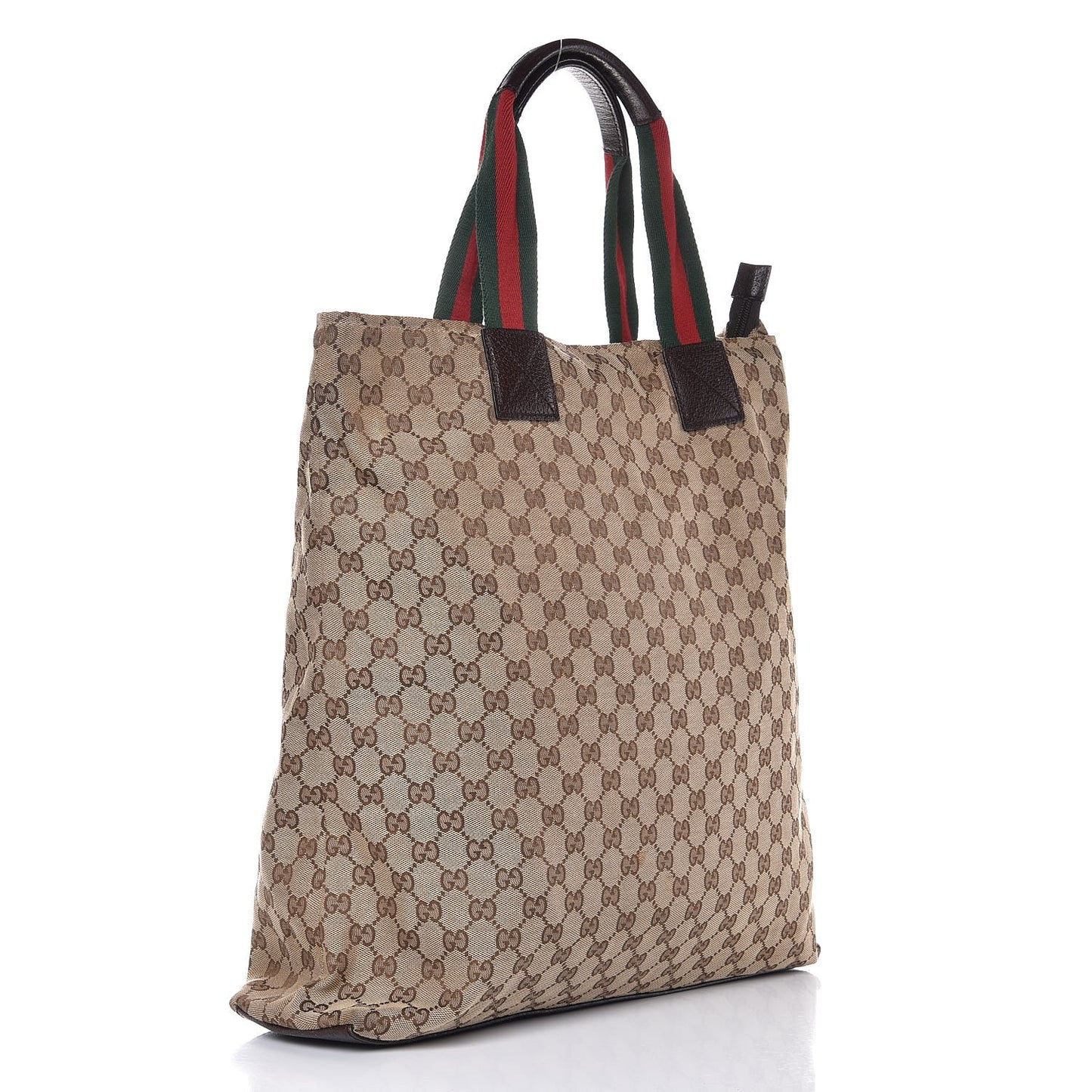 GG Monogram Large Web Handle Vertical Tote Dark Brown