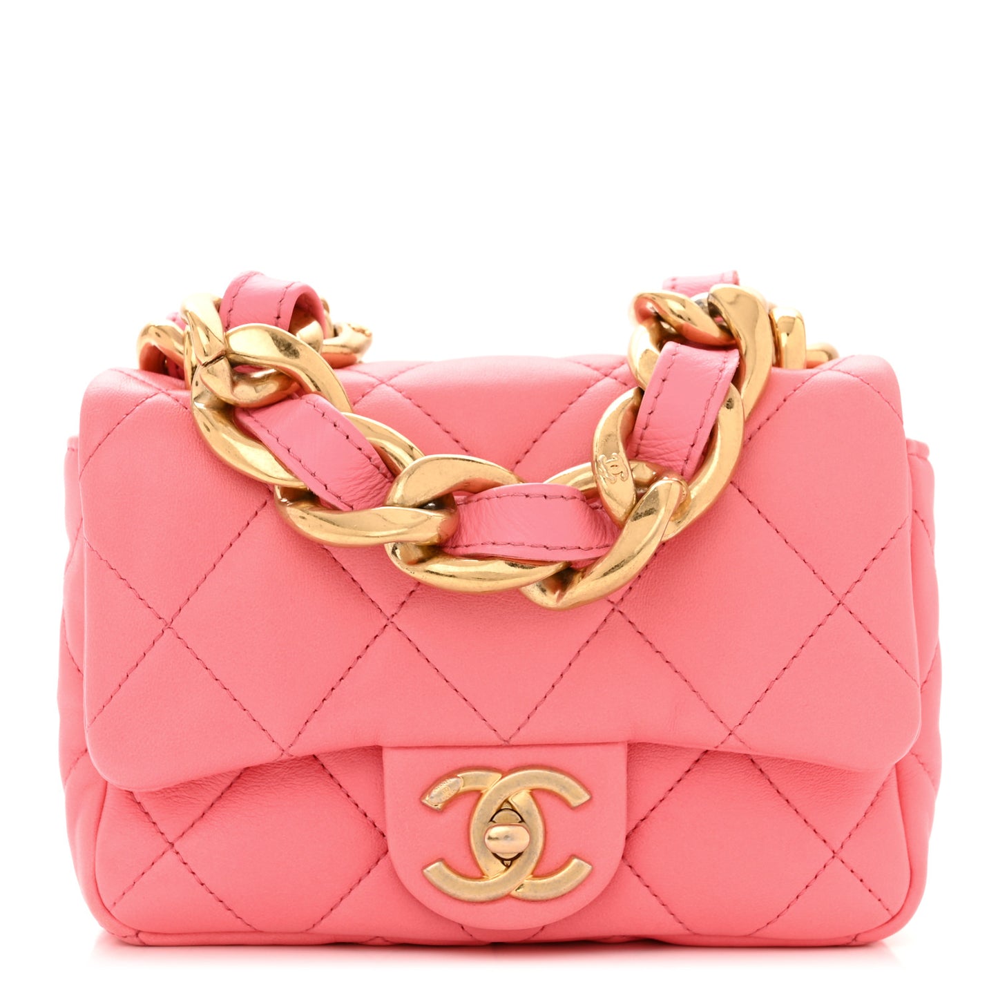 Lambskin Quilted Mini Funky Town Flap Pink