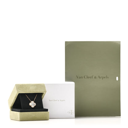 Van Cleef & Arpels 18K Gold Mother of Pearl Vintage Alhambra Pendant Necklace 6 of 6