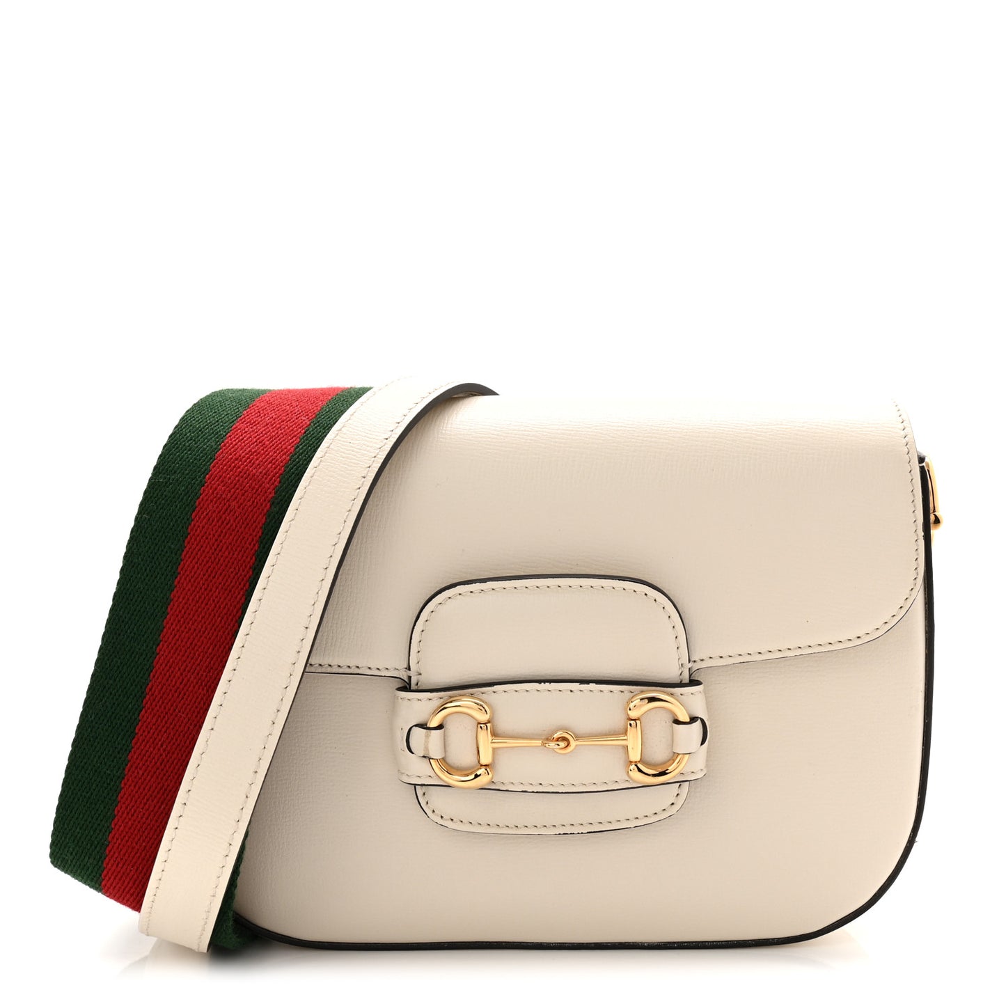 Azalea Calfskin Web Mini Horsebit 1955 Shoulder Bag Mystic White