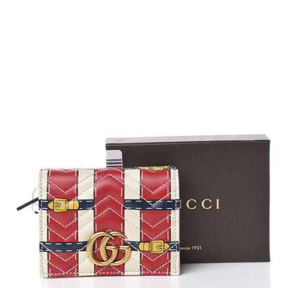 Gucci Calfskin Matelasse Trompe L'Oeil Print GG Marmont Card Case Wallet Off White 8 of 8