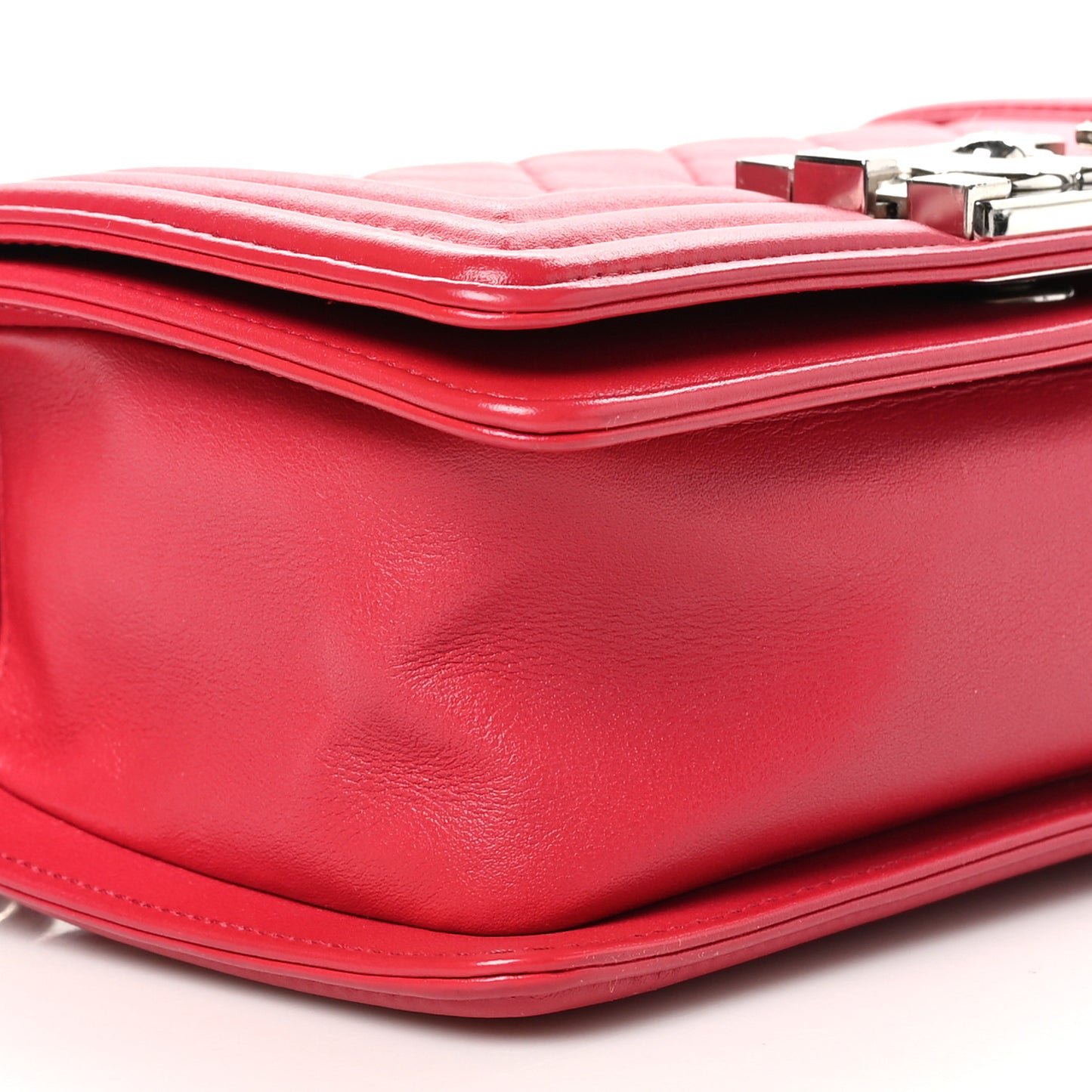 Lambskin Quilted Small Boy Flap Dark Pink