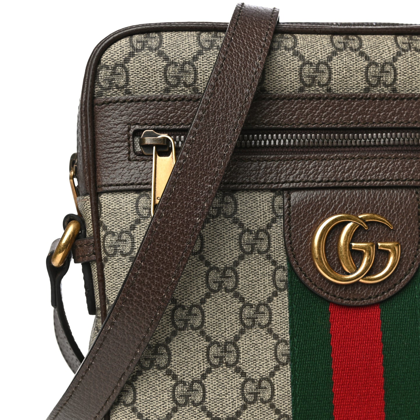 GG Supreme Monogram Web Small Ophidia Messenger Bag Brown