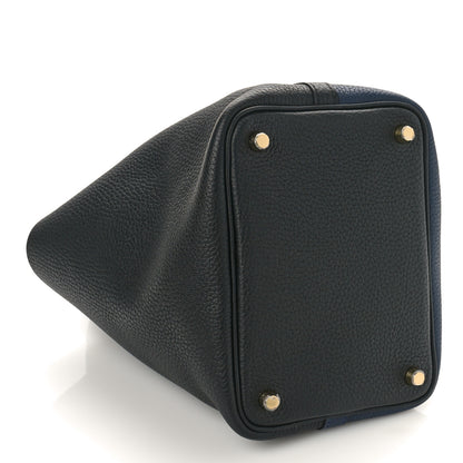 Hermes Taurillon Clemence Casaque Picotin Lock 18 PM Bleu Nuit Black Blue Frida 4 of 8